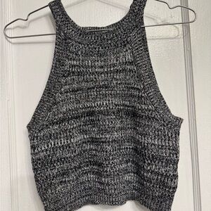 Women's Black and Gray Knit Tank Top